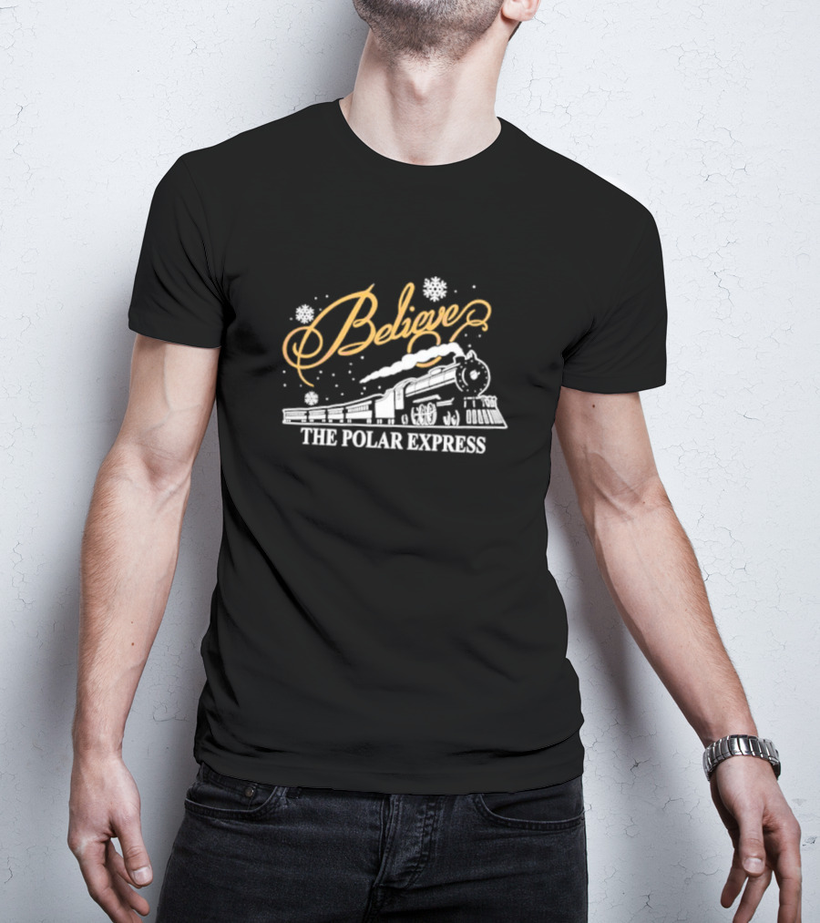 Believe The Polar Express Train With Snowflakes T-Shirt