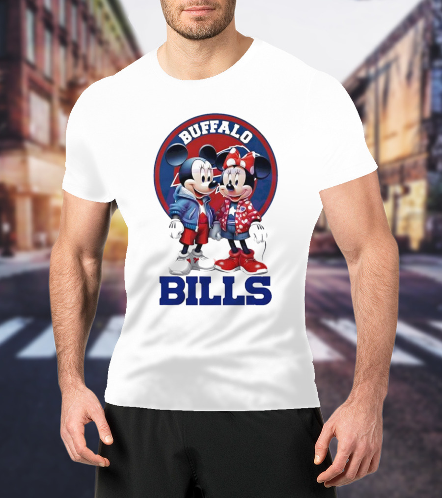 Buffalo Bills Mickey And Minnie Mouse In Team Spirit T-Shirt