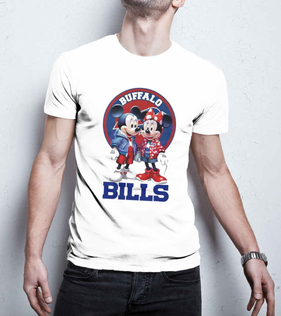 Buffalo Bills Mickey And Minnie Mouse In Team Spirit T-Shirt