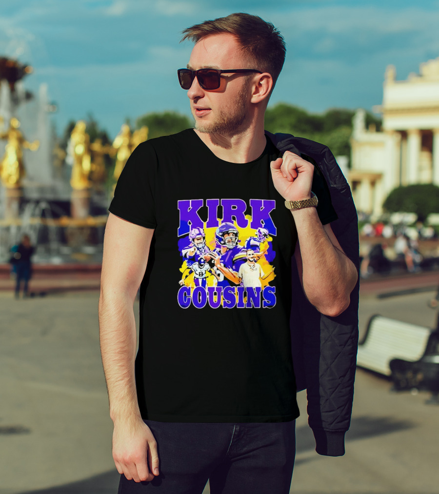 Kirk Cousins Vikings Football Player Collage Purple And Yellow T-Shirt