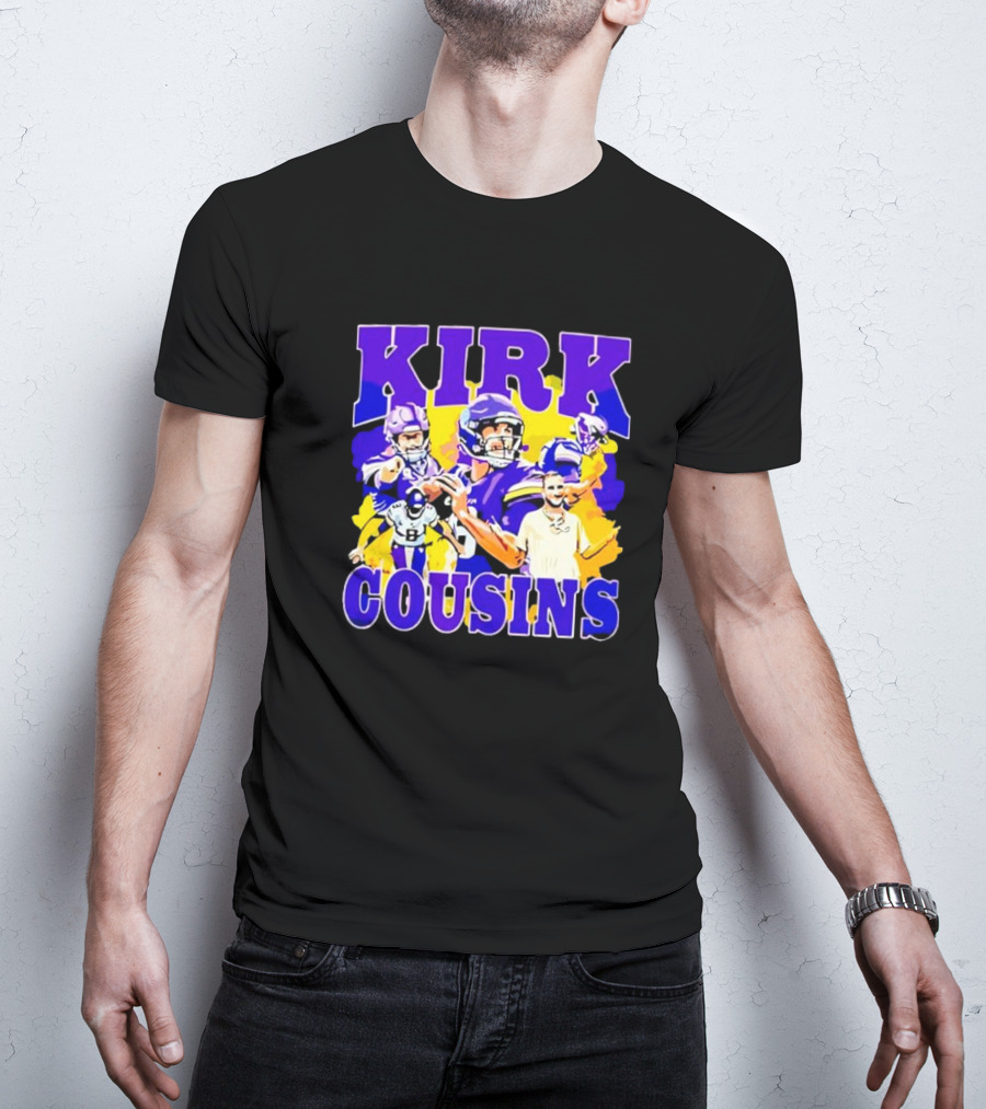 Kirk Cousins Vikings Football Player Collage Purple And Yellow T-Shirt