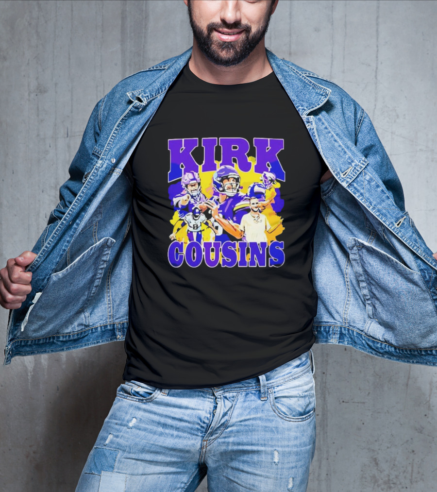 Kirk Cousins Vikings Football Player Collage Purple And Yellow T-Shirt