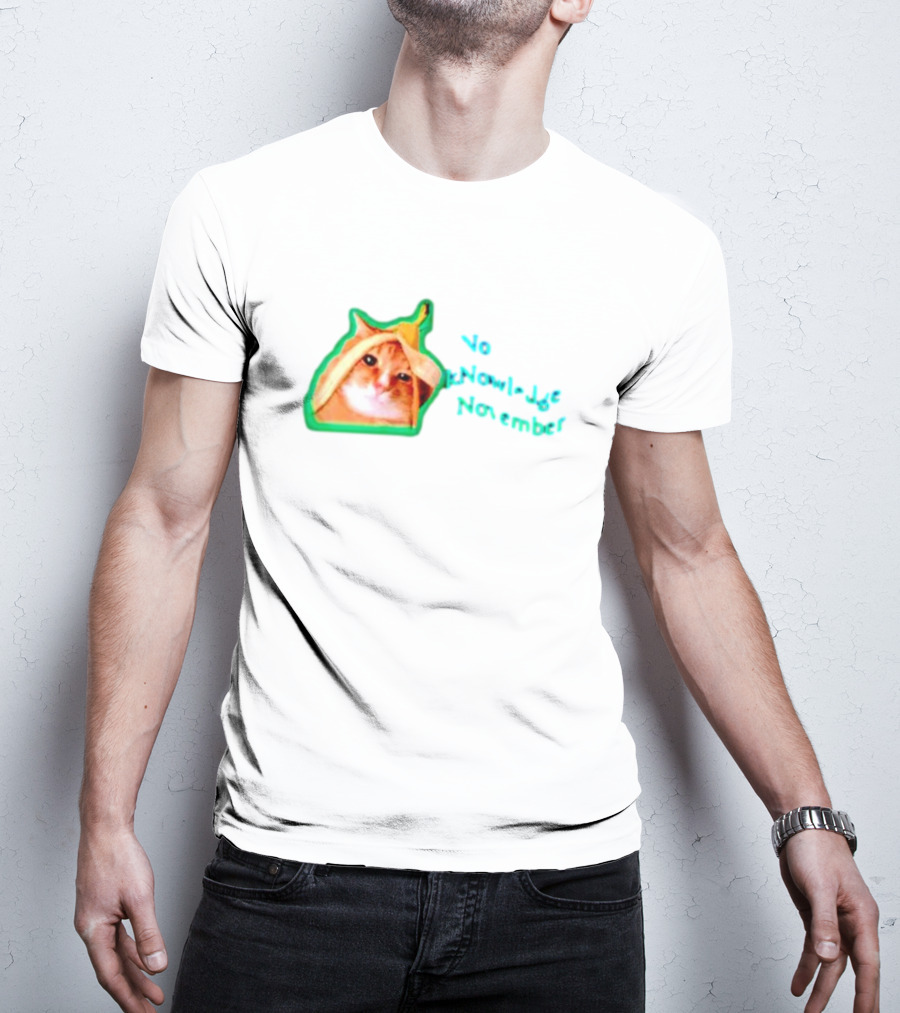 No KNowledge November Cat Banana Meme T-Shirt