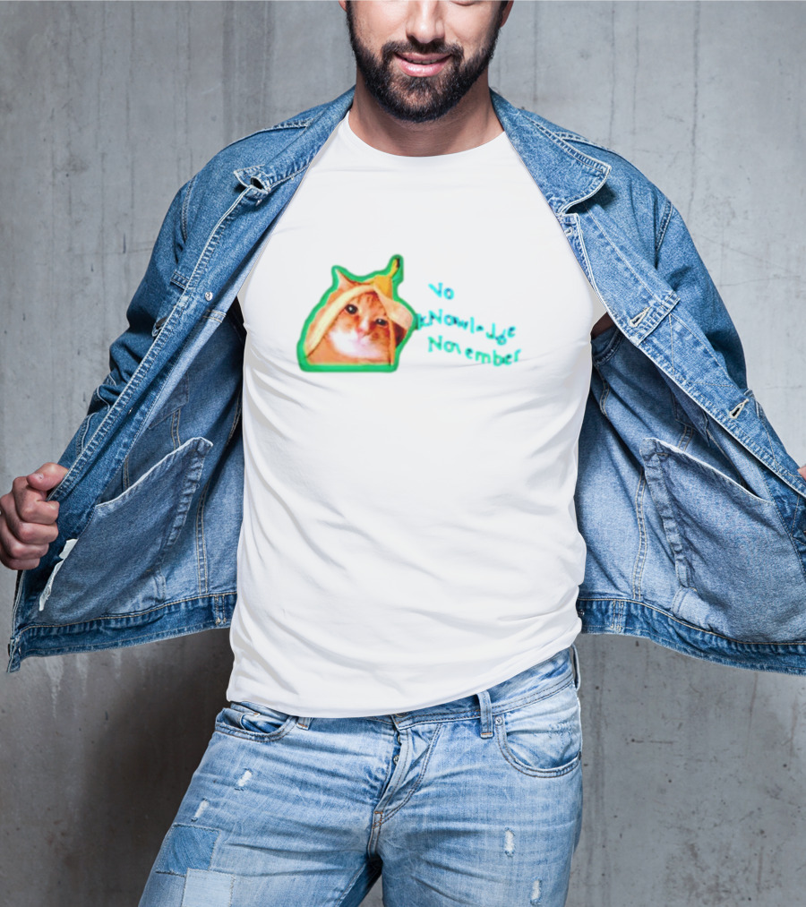 No KNowledge November Cat Banana Meme T-Shirt