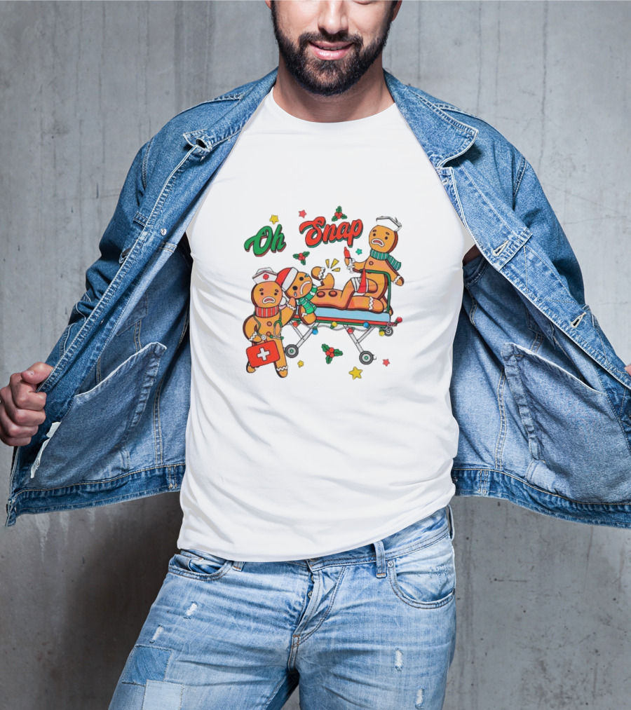 Oh Snap Gingerbread Nurse Ambulance Christmas T-Shirt