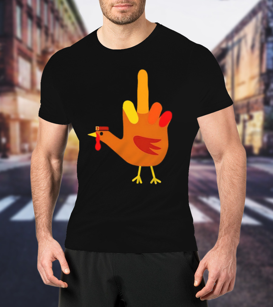 Thanksgiving Middle Finger Turkey Humor Hand Bird T-Shirt