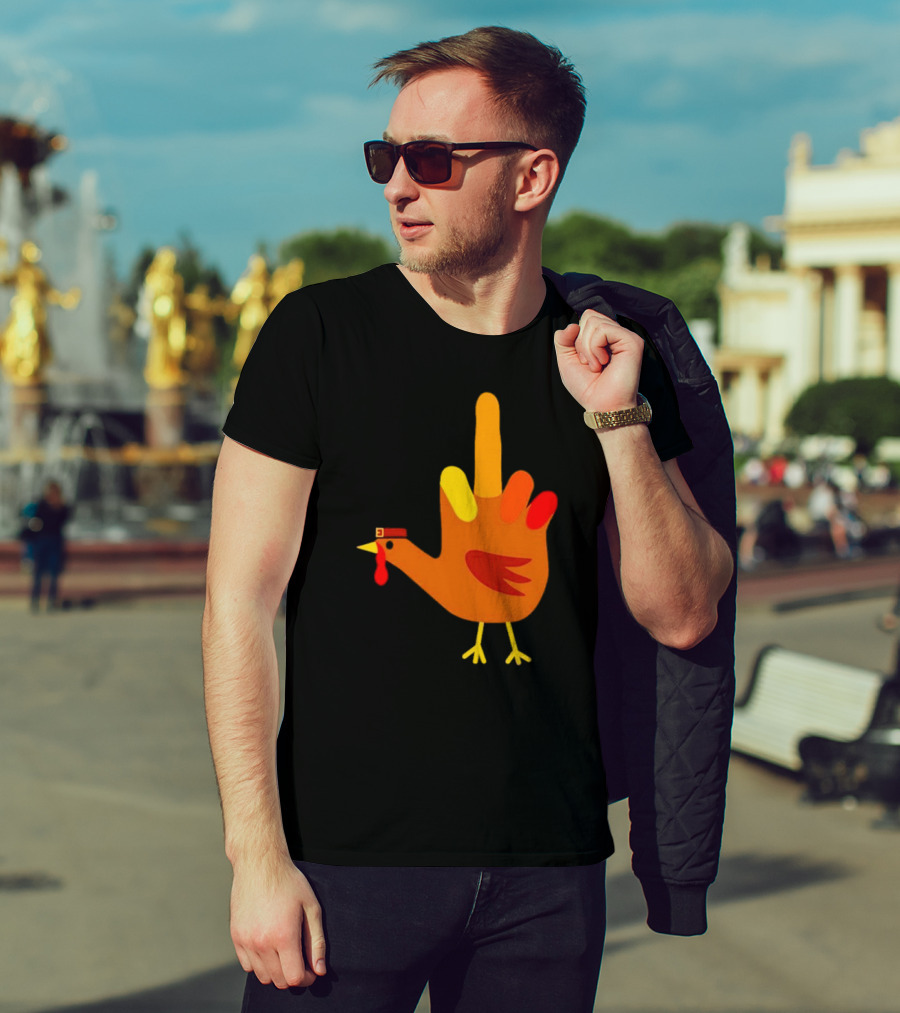 Thanksgiving Middle Finger Turkey Humor Hand Bird T-Shirt