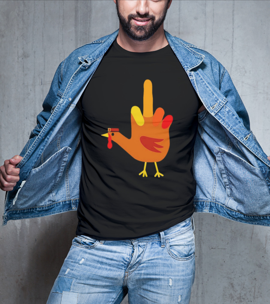 Thanksgiving Middle Finger Turkey Humor Hand Bird T-Shirt
