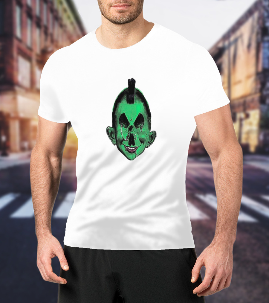 Hard Jewelry Willy Warhol Green Punk Face T-Shirt