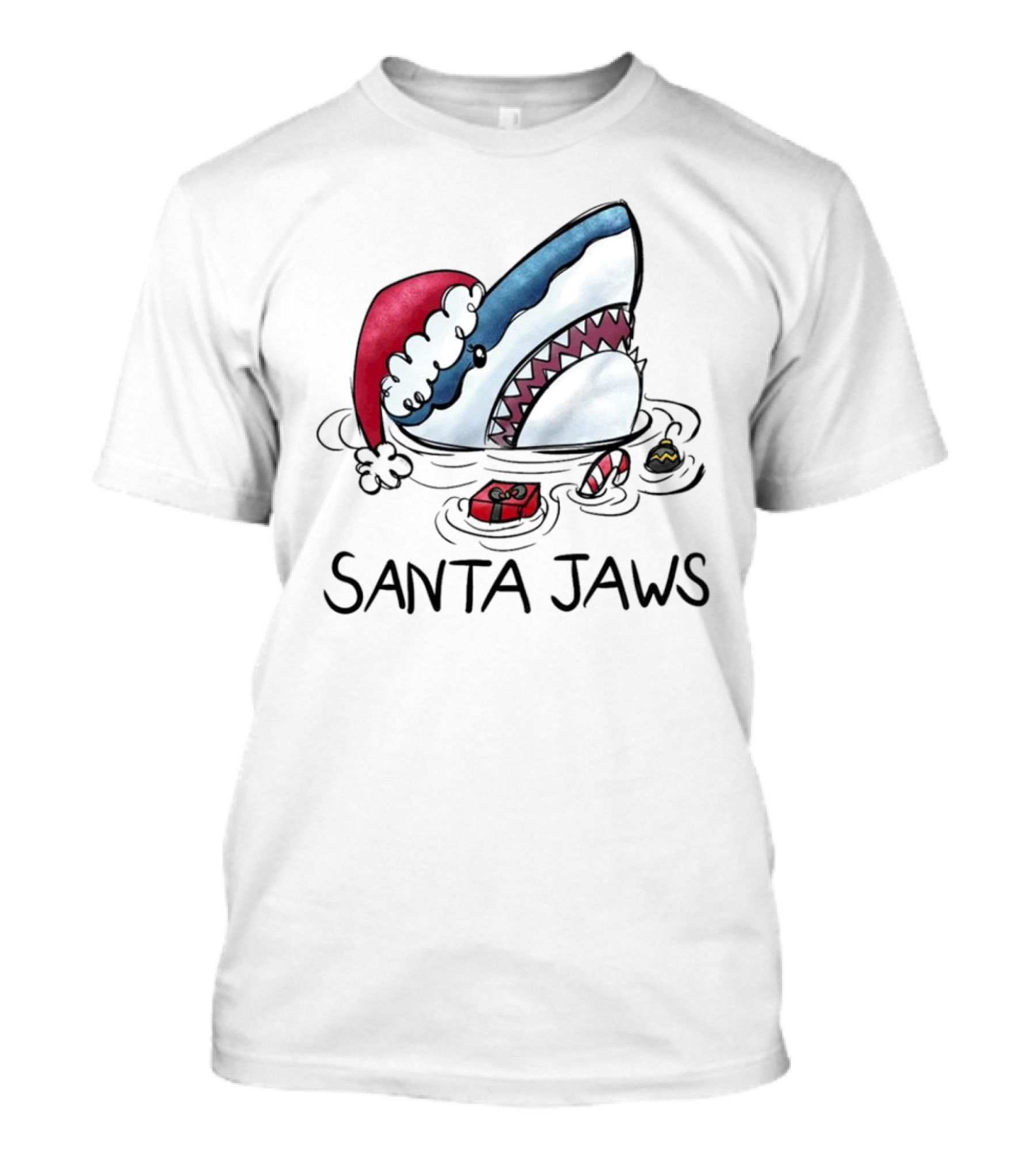 Santa Jaws Funny Shark Christmas T-Shirt