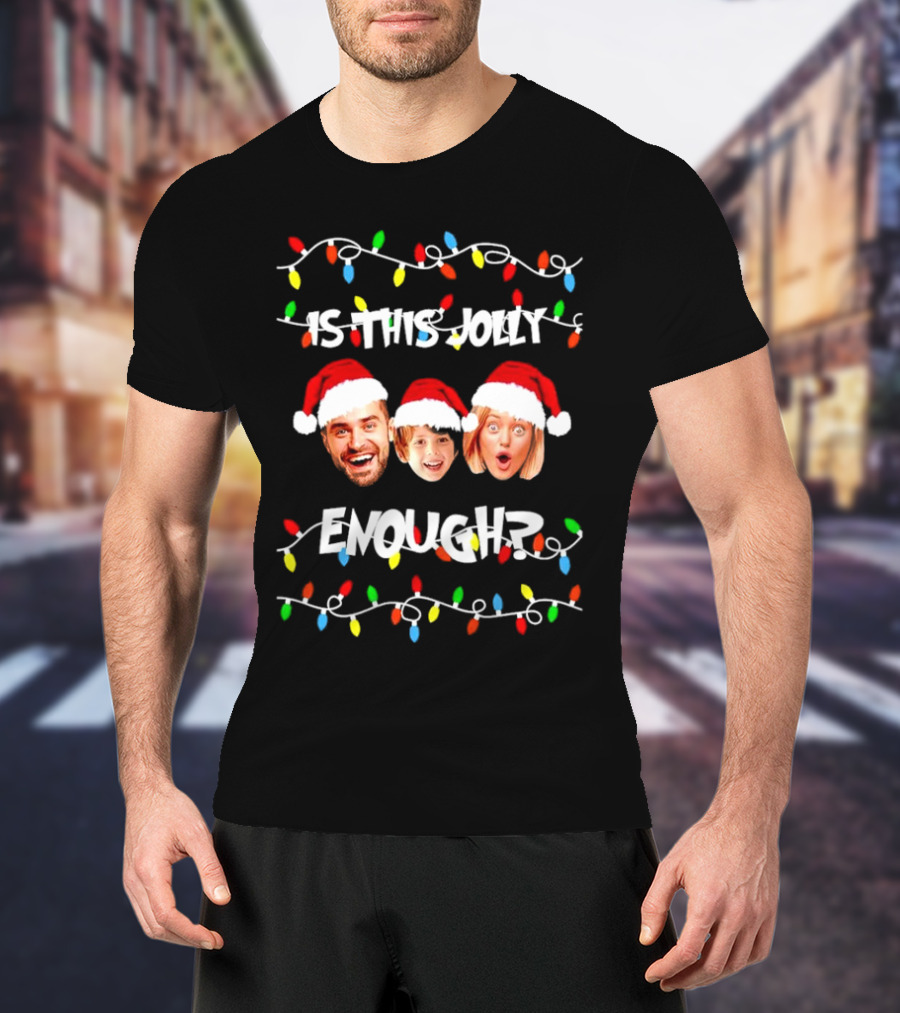 Is This Jolly Enough Custom Family Christmas Lights Holiday Faces T-Shirt