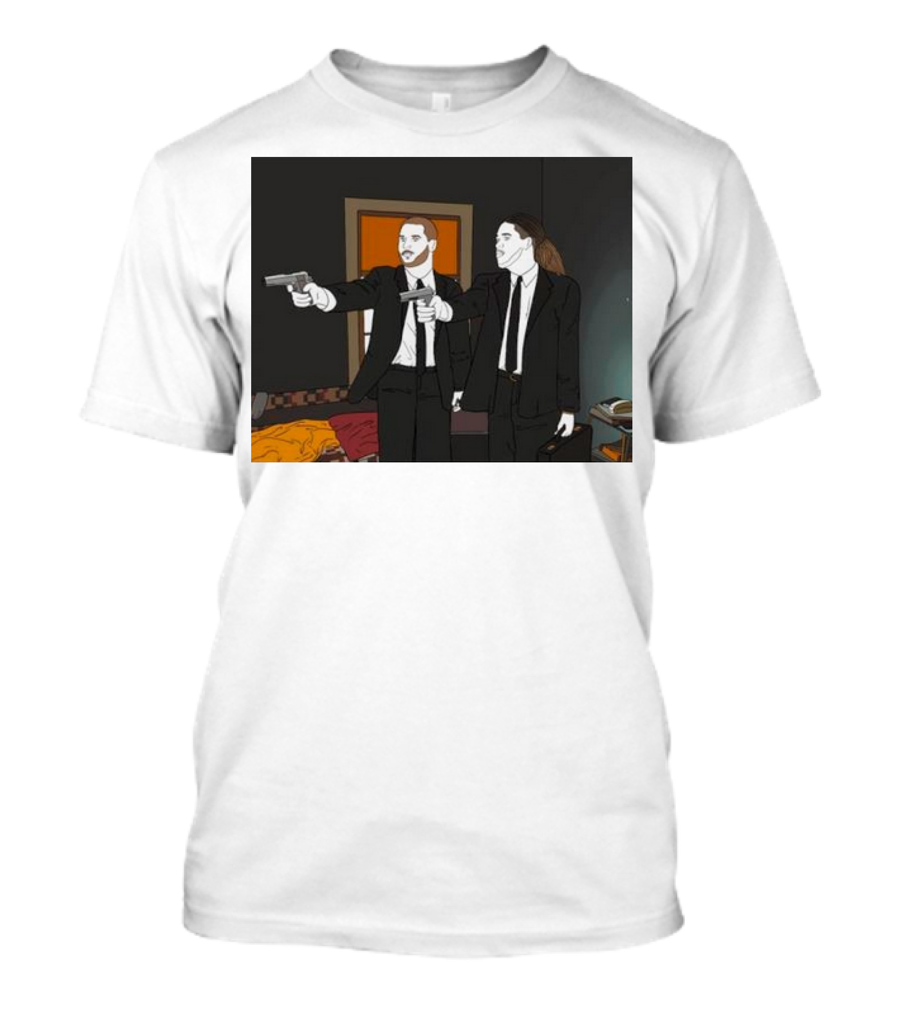 Pulp Fiction Bosa And Youn Duo With Guns Scene T-Shirt