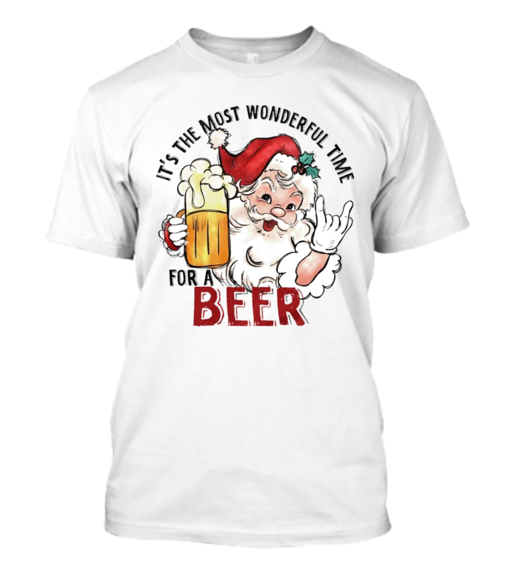 Santa It's The Most Wonderful Time For A Beer Christmas T-Shirt