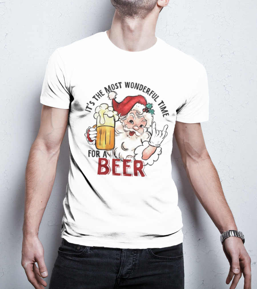Santa It's The Most Wonderful Time For A Beer Christmas T-Shirt