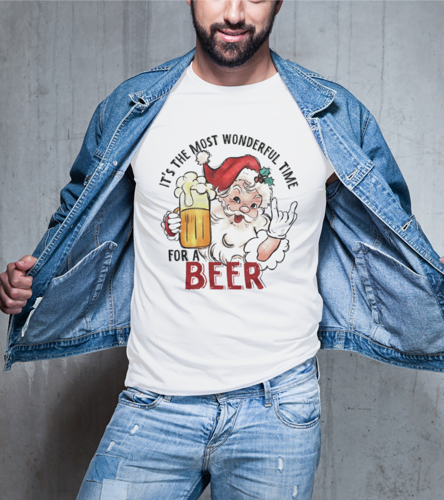 Santa It's The Most Wonderful Time For A Beer Christmas T-Shirt