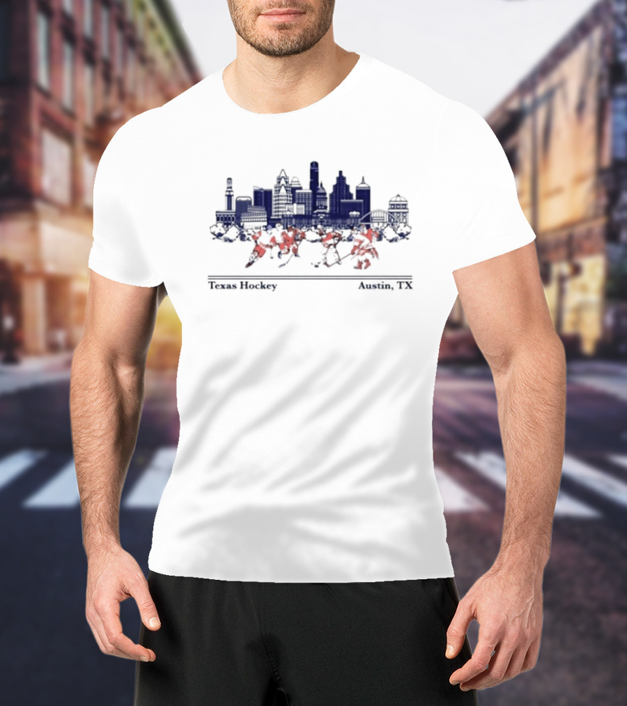 Texas Longhorns Hockey Austin TX Skyline T-Shirt