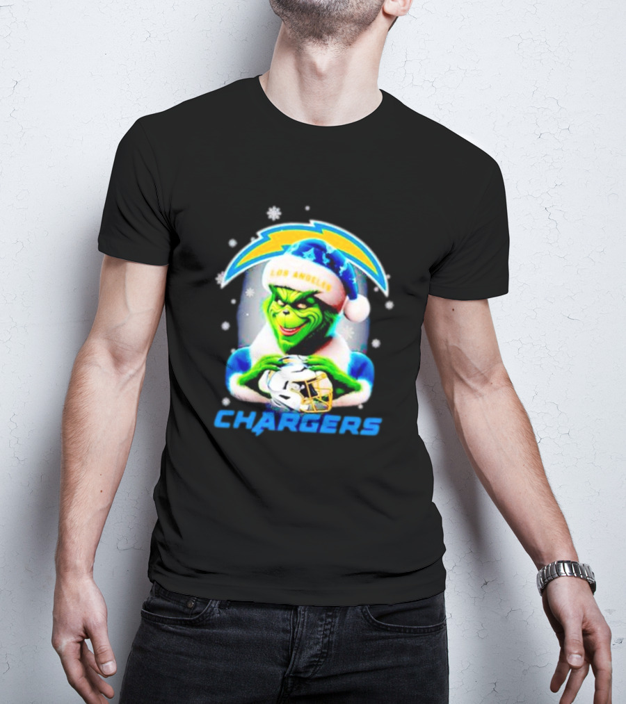 The Grinch Santa Los Angeles Chargers Christmas Holiday T-Shirt