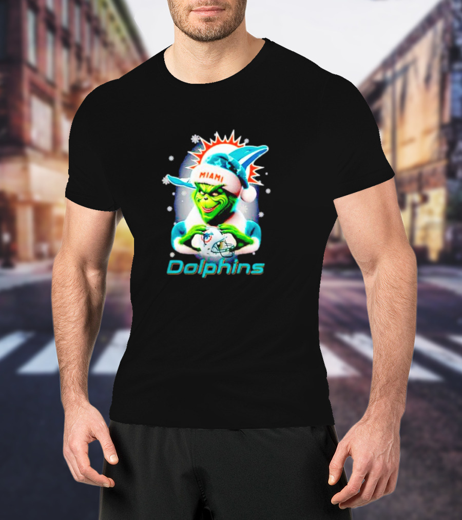 The Grinch Santa Miami Dolphins Christmas T-Shirt