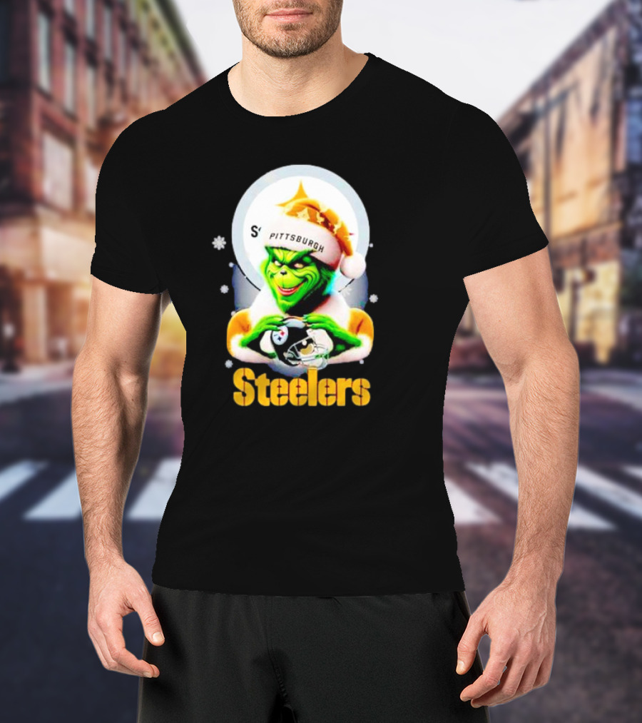 The Grinch Santa Steelers Christmas Pittsburgh Football Fan T-Shirt