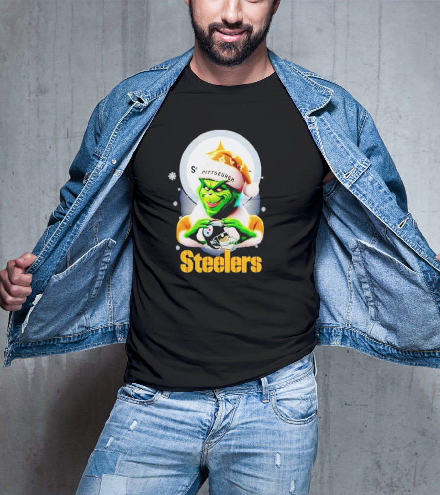The Grinch Santa Steelers Christmas Pittsburgh Football Fan T-Shirt
