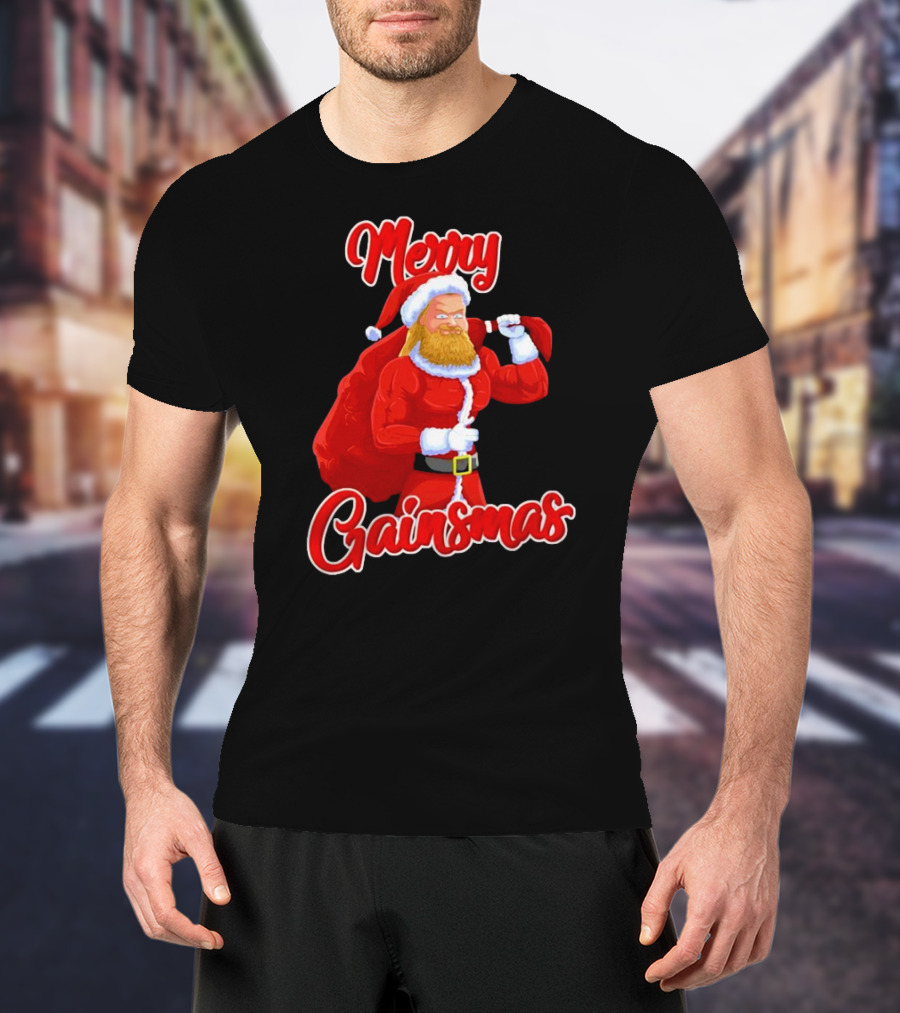 Merry Gainsmas Fitness Santa Bodybuilder T-Shirt