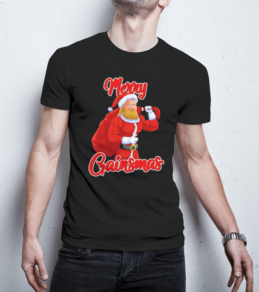 Merry Gainsmas Fitness Santa Bodybuilder T-Shirt
