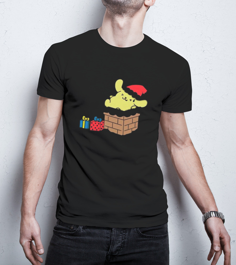 Pompompurin Christmas Chimney With Santa Hat And Presents T-Shirt