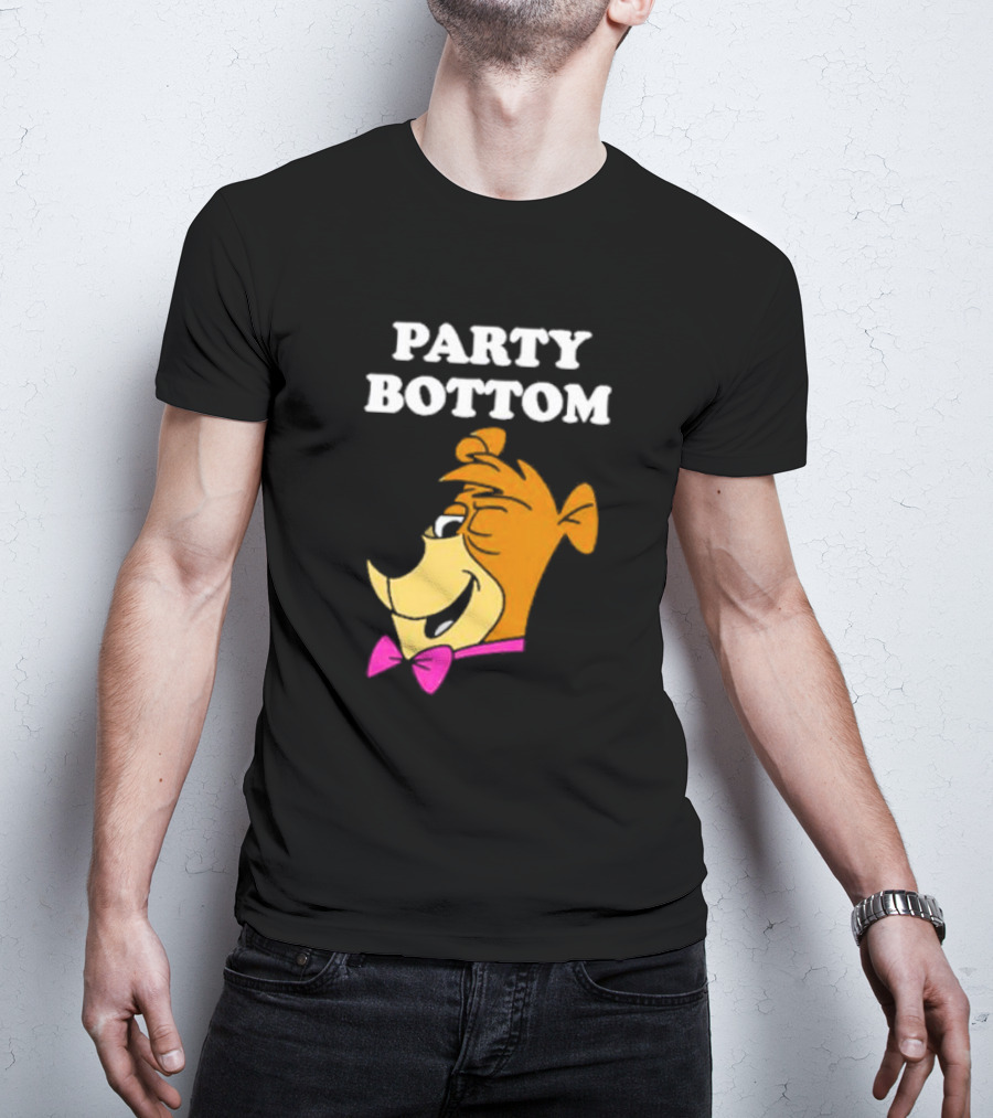 Yogi Bear Party Bottom Fun Cartoon Character With Pink Bow Tie T-Shirt