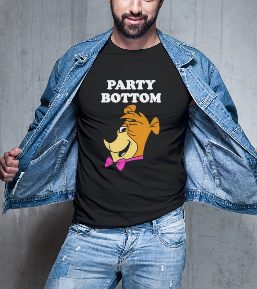 Yogi Bear Party Bottom Fun Cartoon Character With Pink Bow Tie T-Shirt