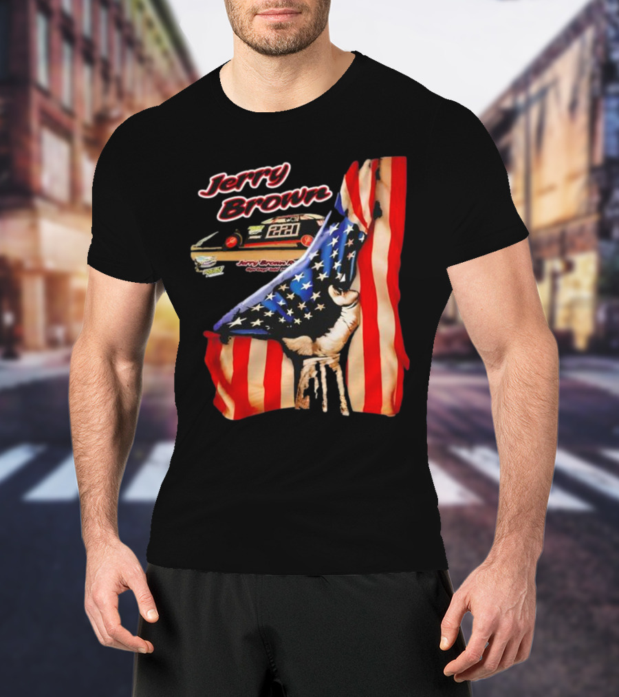 Jerry Brown Blood Inside Me American Flag Race Car 88 T-Shirt