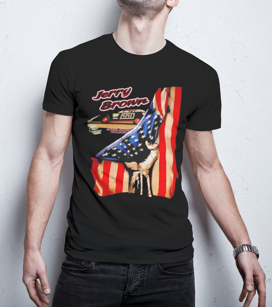 Jerry Brown Blood Inside Me American Flag Race Car 88 T-Shirt