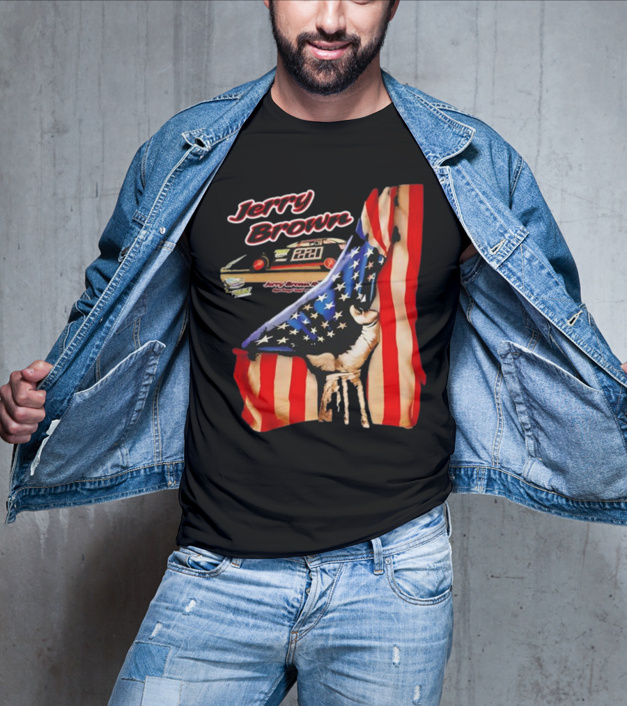 Jerry Brown Blood Inside Me American Flag Race Car 88 T-Shirt