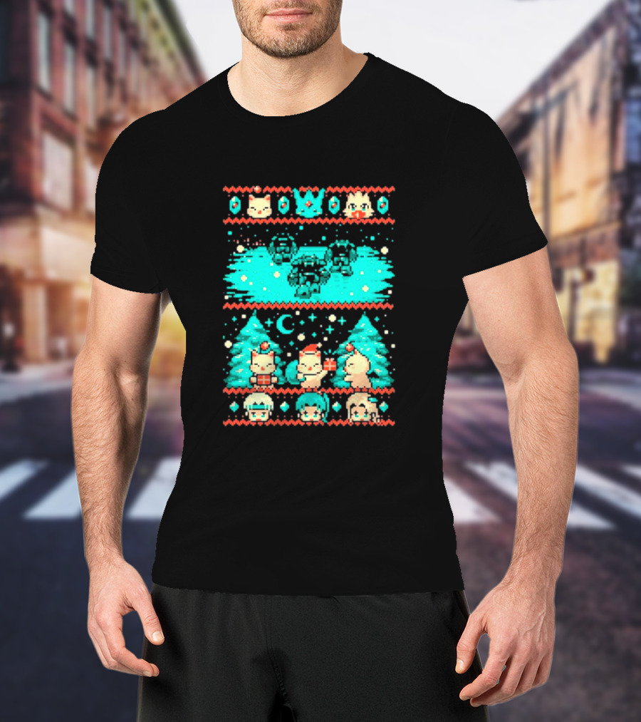 Esper Of Christmas 8-Bit Holiday Pixel Art With Festive Characters T-Shirt