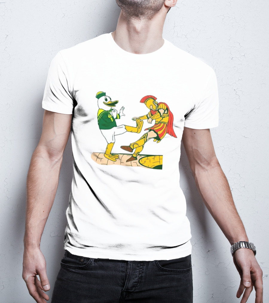 USC Trojans Versus Oregon Ducks Kick Scene T-Shirt