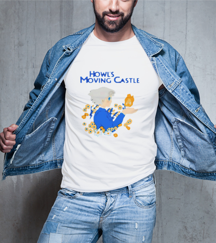 Howl’s Moving Castle Howl With Calcifer And Flowers T-Shirt