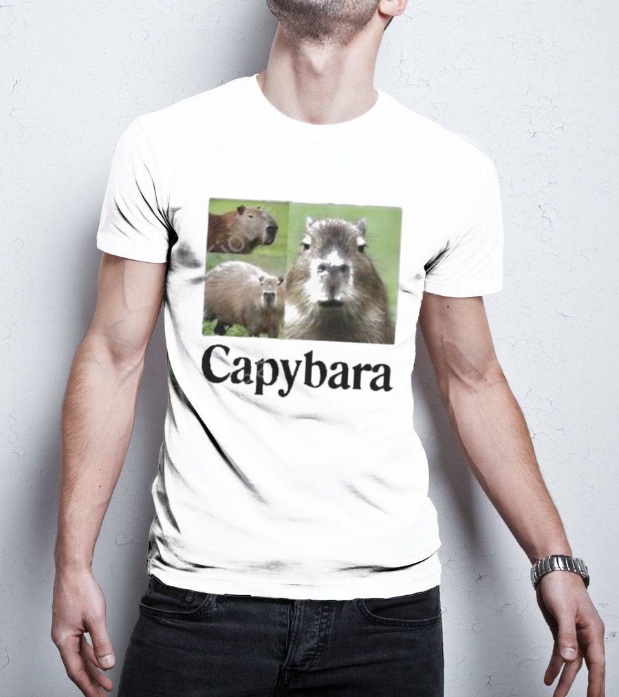 At The Moment Shop Capybara Trio Close-Up T-Shirt