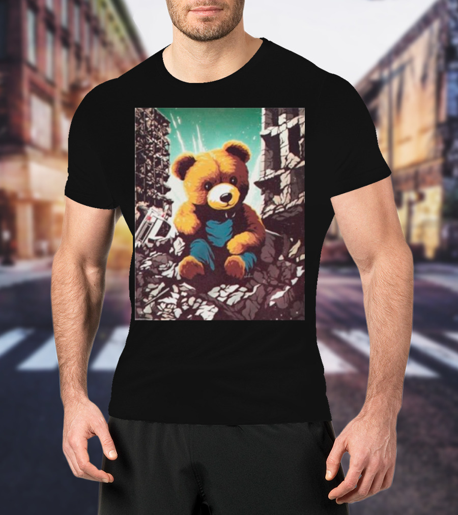 Ceasefire Now Teddy Bear In War-Torn Ruins T-Shirt