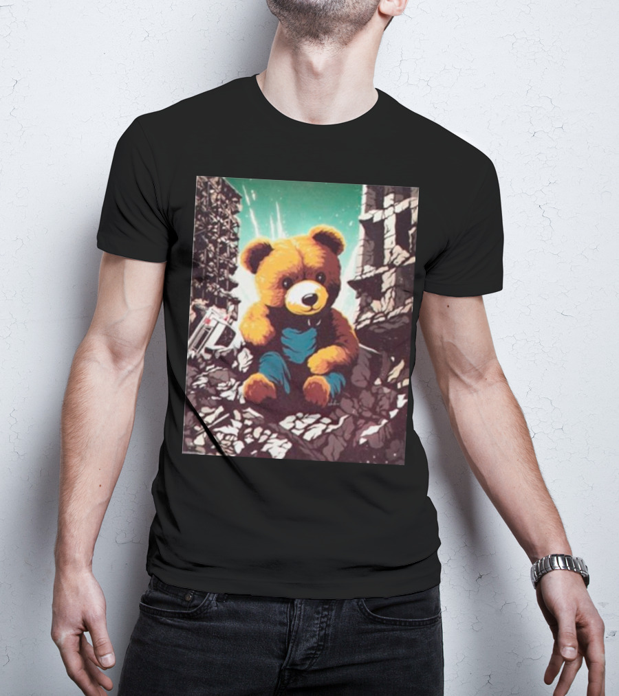 Ceasefire Now Teddy Bear In War-Torn Ruins T-Shirt