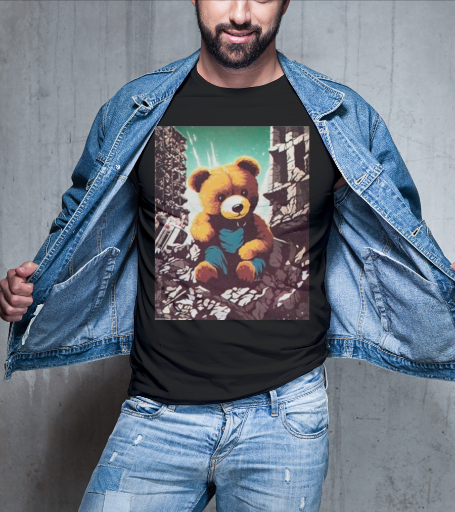 Ceasefire Now Teddy Bear In War-Torn Ruins T-Shirt