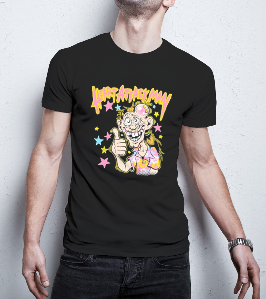 Heart Attack Man Freak Of Nature Cartoon Character With Stars And Thumbs Up T-Shirt