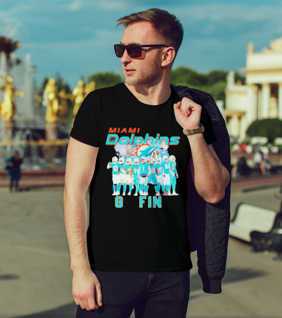 Miami Dolphins Go Fins Players Logo Team Spirit T-Shirt