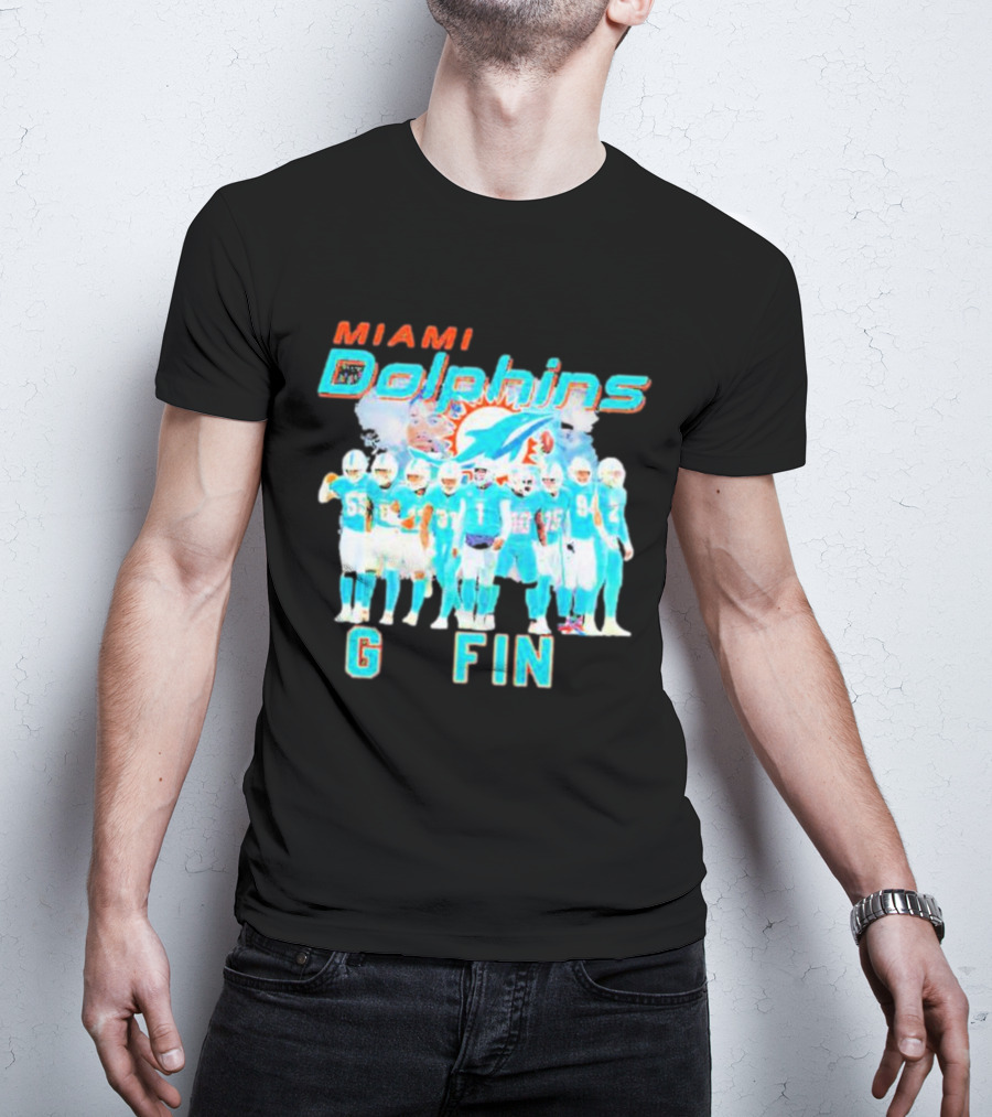 Miami Dolphins Go Fins Players Logo Team Spirit T-Shirt