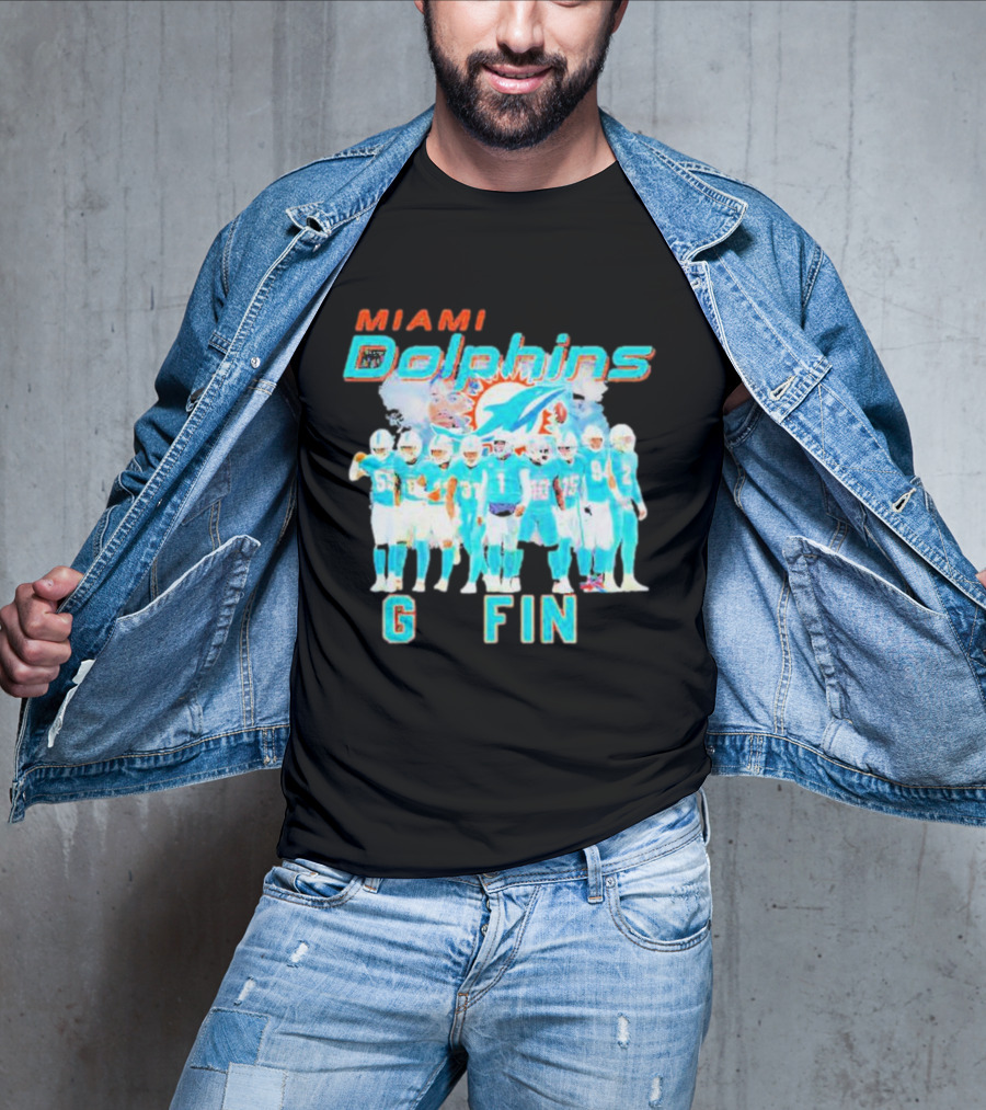 Miami Dolphins Go Fins Players Logo Team Spirit T-Shirt