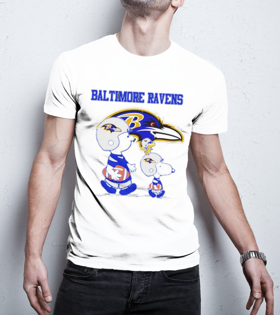 Baltimore Ravens Peanuts Snoopy And Woodstock Football Ravens T-Shirt