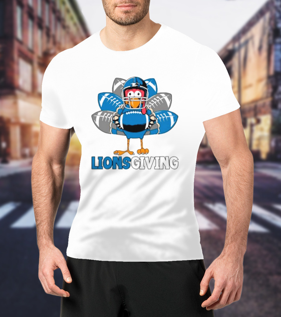 Detroit Lions Turkey Football Lionsgiving Thanksgiving T-Shirt