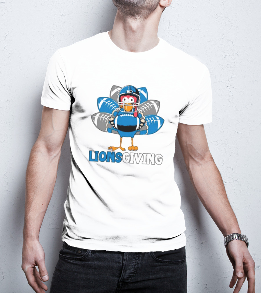 Detroit Lions Turkey Football Lionsgiving Thanksgiving T-Shirt