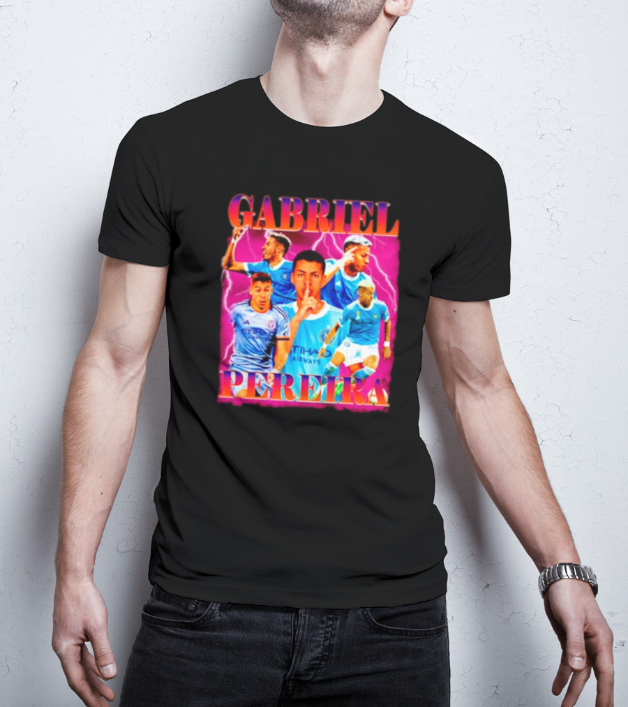GABRIEL PEREIRA NYCFC Soccer Lightning Collage T-Shirt