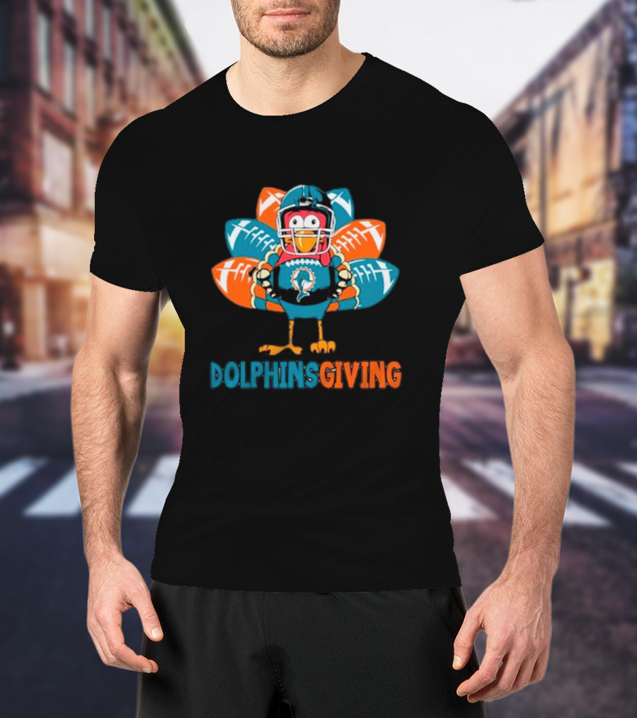 Dolphinsgiving Miami Dolphins Thanksgiving Turkey Football T-Shirt