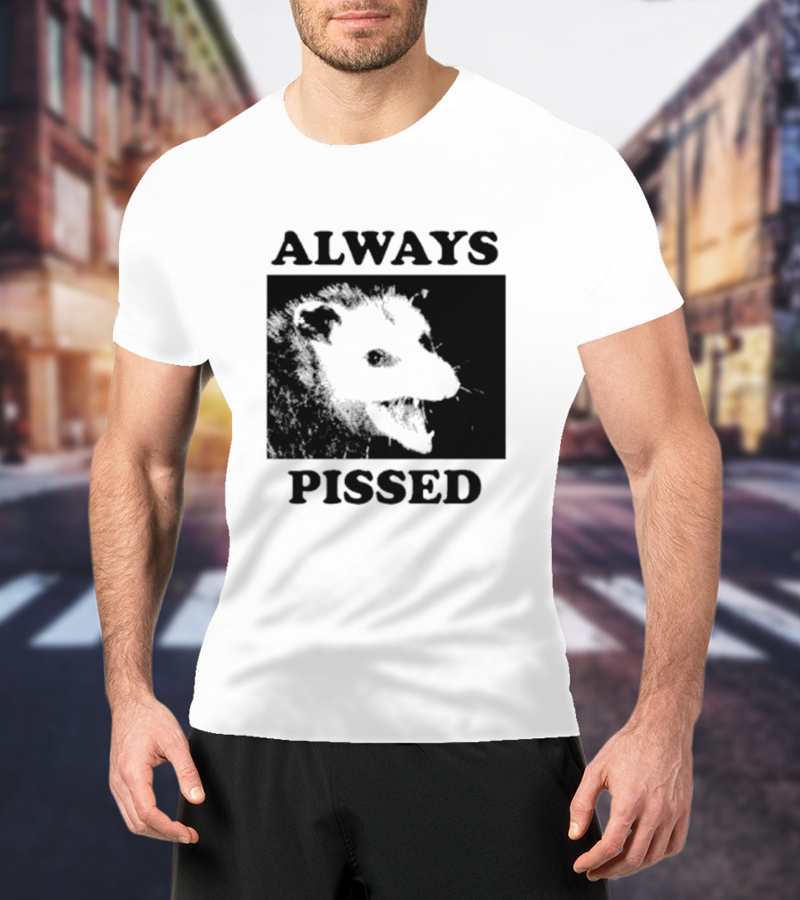 Opossum Always Pissed Black-and-White T-Shirt