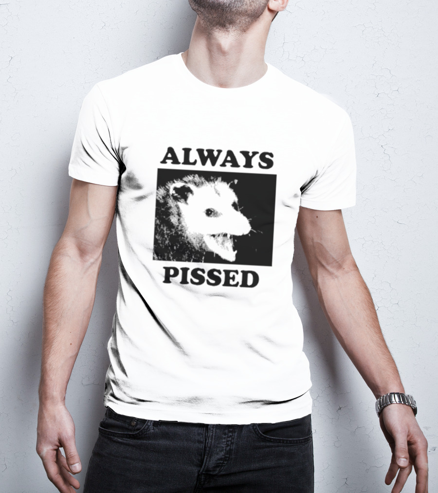 Opossum Always Pissed Black-and-White T-Shirt